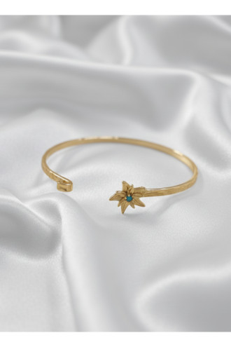 Gold Renk Ayarlanabilir Dövme Kelepçeli Doğum Ayı Çiçeği Bilezik (Aralık)