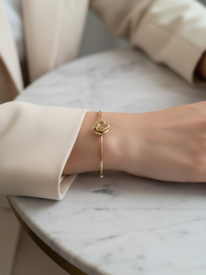 Gold Renk Ayarlanabilir Doğum Ayı Çiçeği Bilezik (Ağustos)