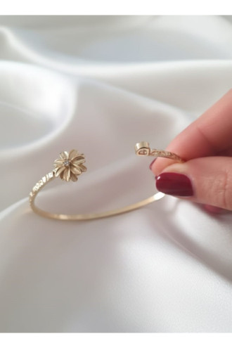 Gold Renk Ayarlanabilir Dövme Kelepçeli Doğum Ayı Çiçeği Bilezik (Nisan)