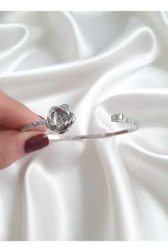 Silver Renk Ayarlanabilir Dövme Kelepçeli Doğum Ayı Çiçeği Bilezik (Ağustos)