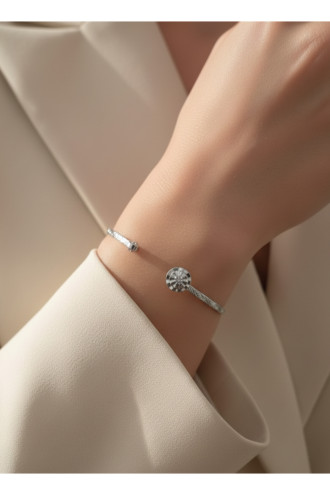 Silver Renk Ayarlanabilir Dövme Kelepçeli Doğum Ayı Çiçeği Bilezik (Ekim)