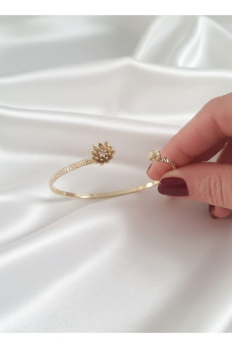 Gold Renk Ayarlanabilir Dövme Kelepçeli Doğum Ayı Çiçeği Bilezik (Kasım)