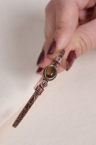 Kaplan Gözü Taşlı Oval Saf Bakır Otantik İnce Bilezik