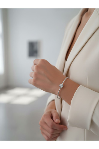 Silver Renk Ayarlanabilir Doğum Ayı Çiçeği Bilezik (Ocak)