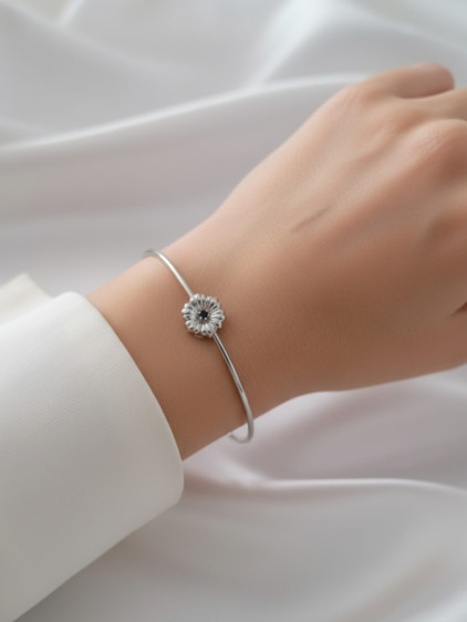 Silver Renk Ayarlanabilir Doğum Ayı Çiçeği Bilezik (Eylül)