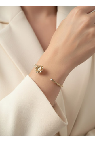 Gold Renk Ayarlanabilir Dövme Kelepçeli Doğum Ayı Çiçeği Bilezik (Ağustos)