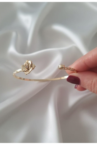 Gold Renk Ayarlanabilir Dövme Kelepçeli Doğum Ayı Çiçeği Bilezik (Ocak)