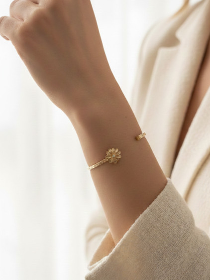 Gold Renk Ayarlanabilir Dövme Kelepçeli Doğum Ayı Çiçeği Bilezik (Nisan) Gold Renk Ayarlanabilir Dövme Kelepçeli Doğum Ayı Çiçeği Bilezik (Nisan)