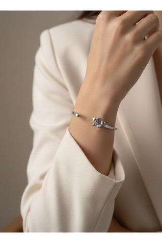 Silver Renk Ayarlanabilir Dövme Kelepçeli Doğum Ayı Çiçeği Bilezik (Şubat) Silver Renk Ayarlanabilir Dövme Kelepçeli Doğum Ayı Çiçeği Bilezik (Şubat)