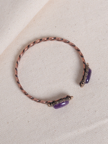 Ametist Taşlı Örgü Model Bakır Bilezik Ametist Taşlı Örgü Model Bakır Bilezik