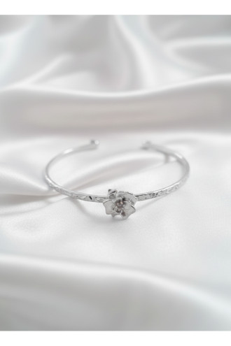 Silver Renk Ortası Açık Dövme Kelepçeli Doğum Ayı Çiçeği (Ocak)