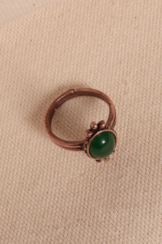 Yeşil Akik Taşlı Ayarlanabilir Otantik Bakır Yüzük Yeşil Akik Taşlı Ayarlanabilir Otantik Bakır Yüzük