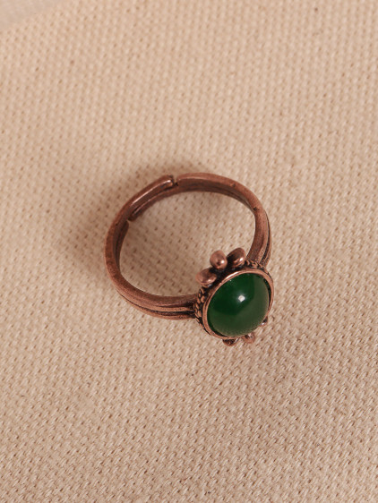 Yeşil Akik Taşlı Ayarlanabilir Otantik Bakır Yüzük Yeşil Akik Taşlı Ayarlanabilir Otantik Bakır Yüzük