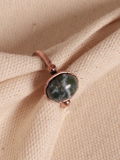 Yosun Akik Taşlı Oval Ayarlanabilir Bakır Yüzük Yosun Akik Taşlı Oval Ayarlanabilir Bakır Yüzük