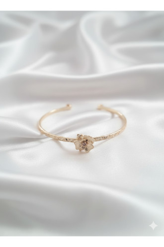 Gold Renk Ortası Açık Dövme Kelepçeli Doğum Ayı Çiçeği (Ocak)