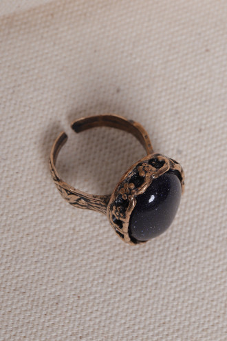 Büyük Boy Lacivert Yıldız Taşlı Otantik Yüzük