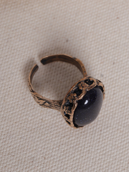 Büyük Boy Lacivert Yıldız Taşlı Otantik Yüzük