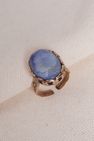 Büyük Boy Sodalit Taşlı Otantik Yüzük