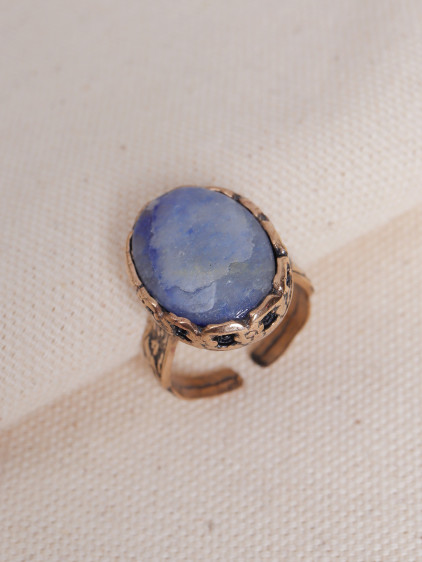 Büyük Boy Sodalit Taşlı Otantik Yüzük