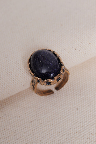 Büyük Boy Lacivert Yıldız Taşlı Otantik Yüzük