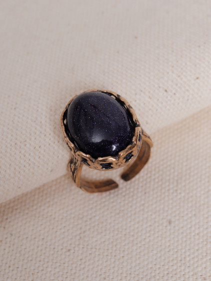 Büyük Boy Lacivert Yıldız Taşlı Otantik Yüzük