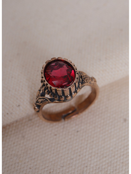 Kırmızı Taşlı Otantik Set ( Kolye Ucu, Küpe, Yüzük)