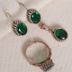 Yeşil Taşlı Otantik Set ( Kolye Ucu, Küpe, Yüzük)
