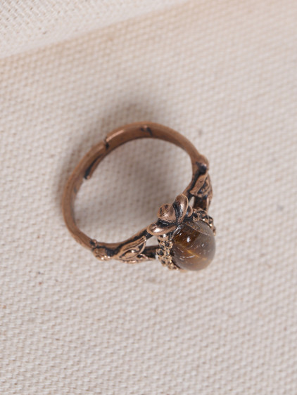 Kaplan Gözü Taşlı Ayarlanabilir Otantik Yüzük