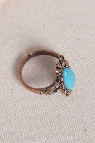 Turkuaz Taşlı Ayarlanabilir Otantik Yüzük