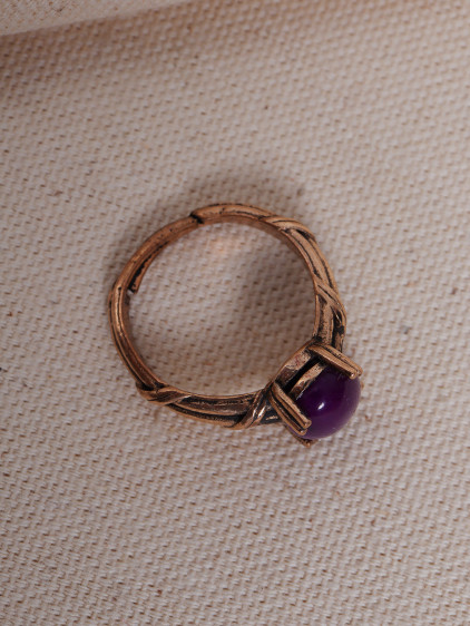 Mor Akik Ayarlanabilir Otantik Yüzük
