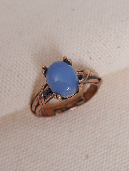 Mavi Kalsedon Ayarlanabilir Otantik Yüzük