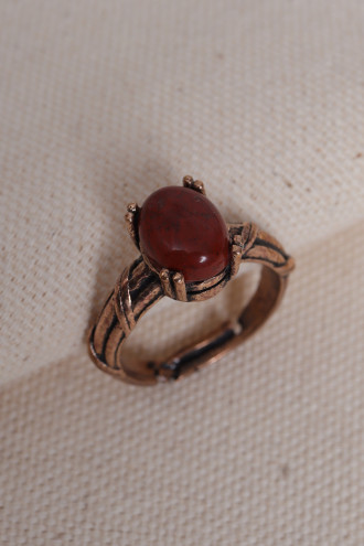 Kehribar Taşlı Ayarlanabilir Otantik Yüzük