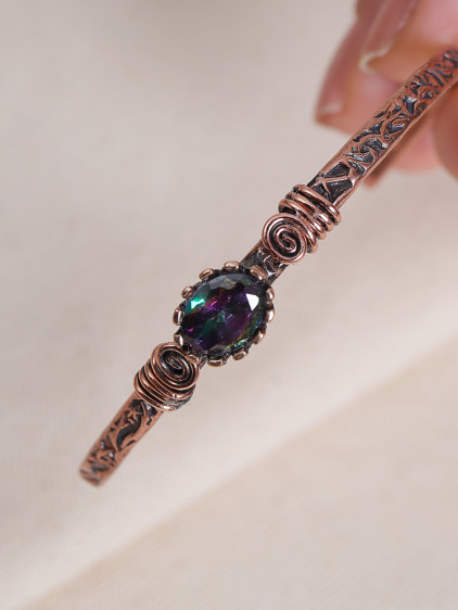 Mistik Topaz Taşlı Saf Bakır Otantik Set ( Bilezik,Yüzük,Küpe)