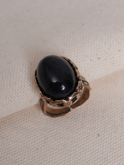 Büyük Boy Onix Taşlı Otantik Yüzük