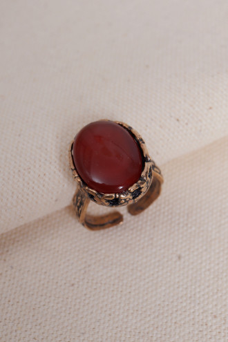 Büyük Boy Akik Taşlı Otantik Yüzük