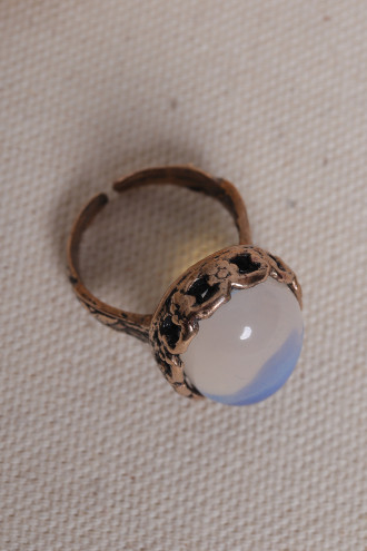 Büyük Boy Ay Taşlı Otantik Yüzük