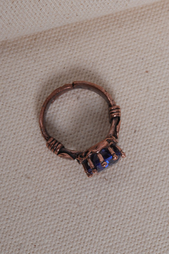 Lacivert Taşlı Otantik Saf Bakır Yüzük