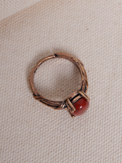 Kehribar Taşlı Ayarlanabilir Otantik Yüzük