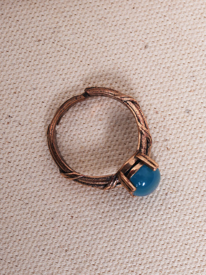 Mavi Akik Ayarlanabilir Otantik Yüzük