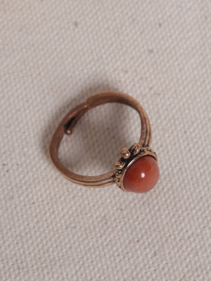 Kehribar Taşlı Ayarlanabilir Otantik Yüzük