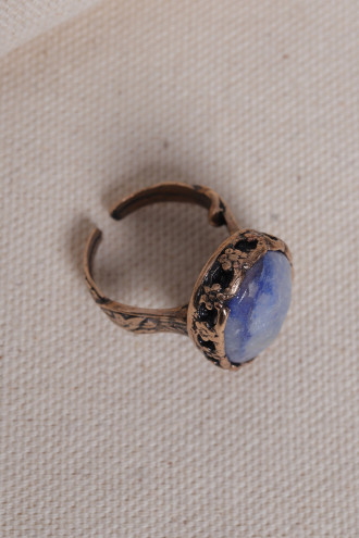 Büyük Boy Sodalit Taşlı Otantik Yüzük