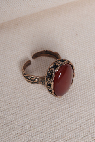 Büyük Boy Akik Taşlı Otantik Yüzük