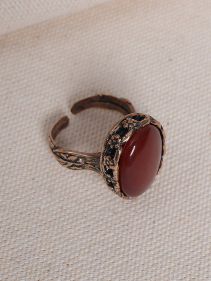 Büyük Boy Akik Taşlı Otantik Yüzük