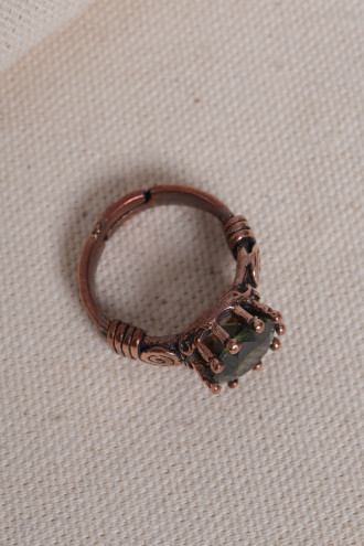 Yeşil Taşlı Otantik Saf Bakır Yüzük