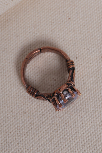 Beyaz Taşlı Otantik Saf Bakır Yüzük