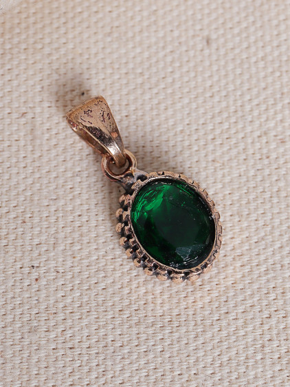 Yeşil Taşlı Otantik Set ( Kolye Ucu, Küpe, Yüzük)