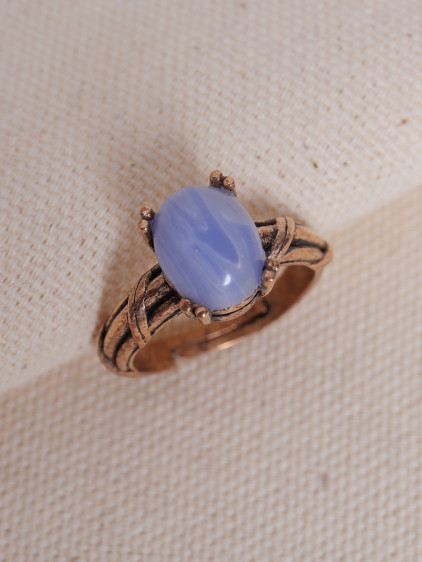 Lila Selenit Taşlı Ayarlanabilir Otantik Yüzük