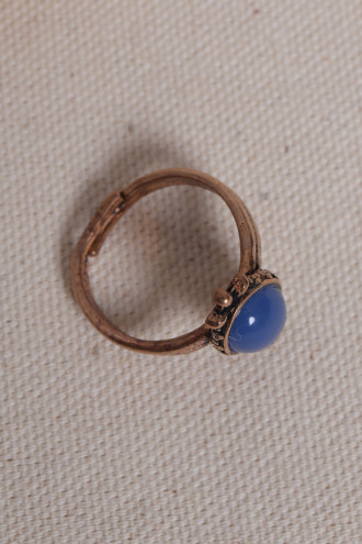 Mavi Kalsedon Taşlı Ayarlanabilir Otantik Yüzük Mavi Kalsedon Taşlı Ayarlanabilir Otantik Yüzük