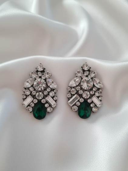 Yeşil Taşlı Mekik figürlü Abiye Küpe