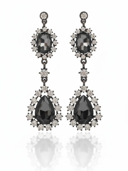 Damla Taşlı Füme Abiye Küpe